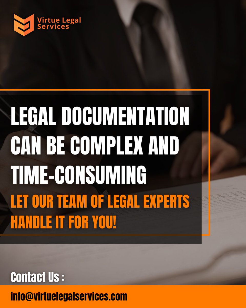 virtue_legal's tweet image. Navigating complicated legal documentation can be a daunting task. Let us take care of it for you.
To know more about our legal documentation services contact us today at:  bit.ly/41lhZ75

#legalexperts #legalpaperwork #legaldocuments #virtuelegalservices