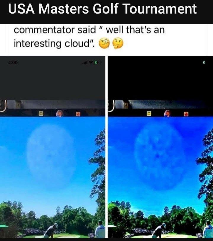 Angelais4Jesus's tweet photo. Blue planet in sky during Masters Golf tournament.  
#JesusSaves #JesusIsTheWay #WeFlySoon #EndTimes #Truth #GetSavedNow #JesusIsComingSoon https://t.co/Dij1y7ijed