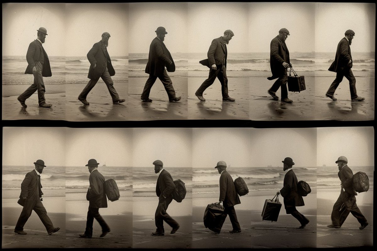 If you include "eadweard muybridge" in your Midjourney prompt, you can get a sequence of images.

Muybridge was an early pioneer capturing photos that focused on motion.