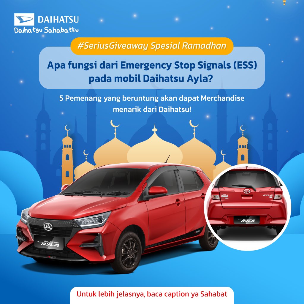 DaihatsuInd's tweet photo. Biar makin semangat puasanya, yuk ikutan #SeriusGiveaway! 

Yang jawabannya benar &amp; paling banyak, akan mendapatkan merchandise dari Daimin😍

Sebelum itu, ikutin langkahnya👇

- Follow @DaihatsuInd
- RT &amp; Like postingan ini
- Sertakan hastag #SeriusGiveaway pada jawaban kamu https://t.co/UVTSDkuj22