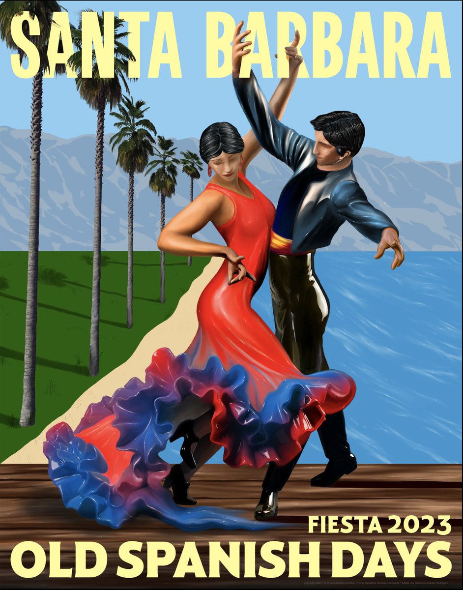 Old Spanish Days Fiesta is thrilled to announce the release of the 2023 Fiesta poster! Posters are available on our website sbfiesta.org︅ Viva la Fiesta! #SantaBarbara #sbfiesta #poster #vivalafiesta