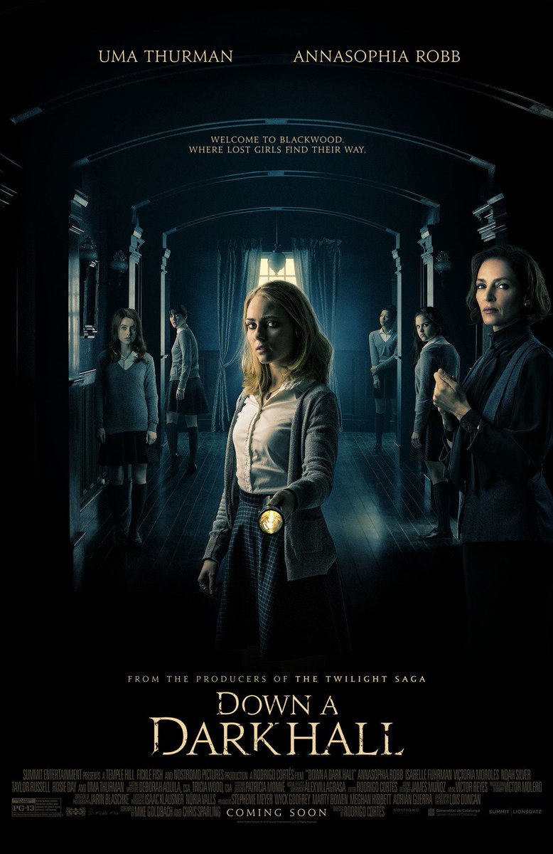 #DownADarkHall is a great movie. The story is about five girls who go to Blackwood Boarding school to find their 'special skills', but the school (run by Madame Duret) holds a dark secret. 
#UmaThurman #AnnaSophiaRobb #IsabelleFuhrman #RosieDay #VictoriaMoroles #TaylorRussell