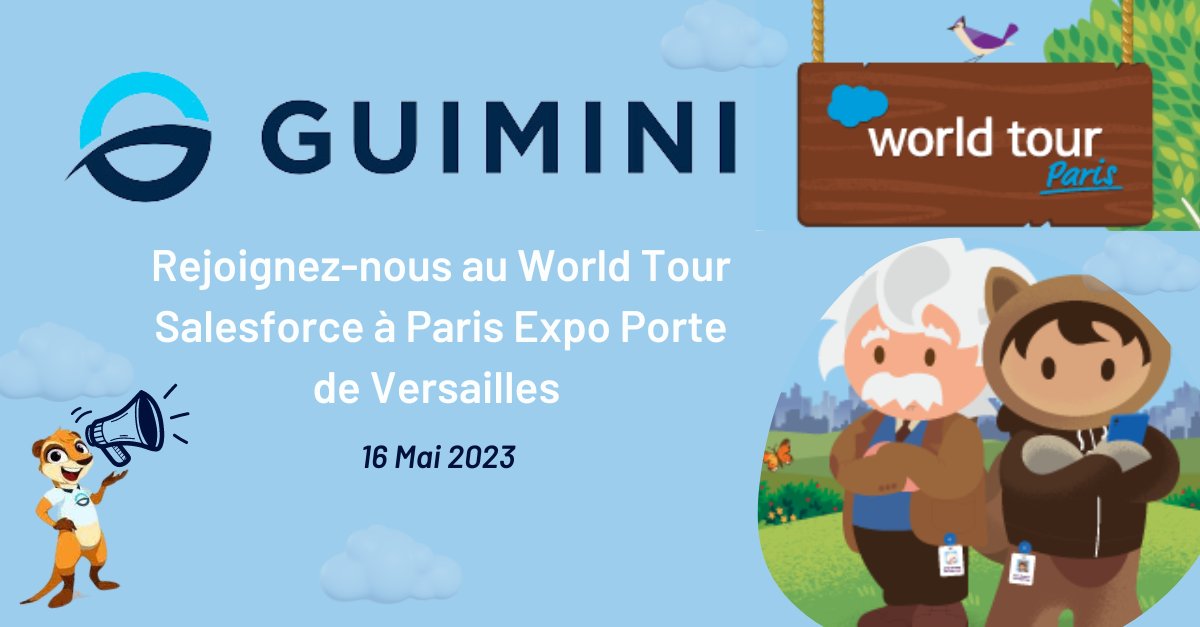 guiminiHQ's tweet photo. 🗣 Guimini sera présent au World Tour #salesforce  ! 

Rejoignez-nous le 16 mai pour découvrir comment nos solutions peuvent vous aider à atteindre vos objectifs 🔍
 #SalesforceWorldTour #ITsolutions #Paris #CRM #salesforcefrance https://t.co/61WK6hcAEz