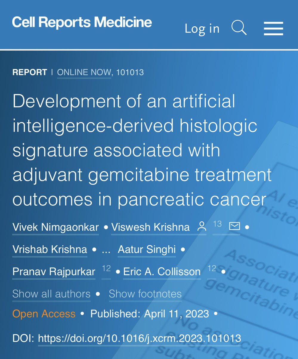 The future is here ?! 🤖 Artificial intelligence-derived histologic signature associated with adjuvant chemo outcomes

🖋️ Signature predicts outcomes following adjuvant gemcitabine

🧬 Of note, it is not associated with existing transcriptomic sub-types

👉cell.com/cell-reports-m…