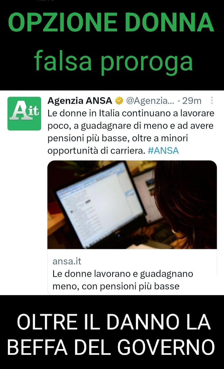 @Agenzia_Ansa @Europarl_IT @MEF_GOV @Montecitorio @Palazzo_Chigi @MinLavoro @SkyTG24 @sole24ore @UILofficial @CislNazionale @c_appendino @ellyesse @serracchiani @AndreaOrlandosp @DomaniIl @LegaSalvini @FratellidItalia @TgLa7 @SkyTG24 @Tg3web @pdnet @PensioniOggi
@LaVeritaWeb