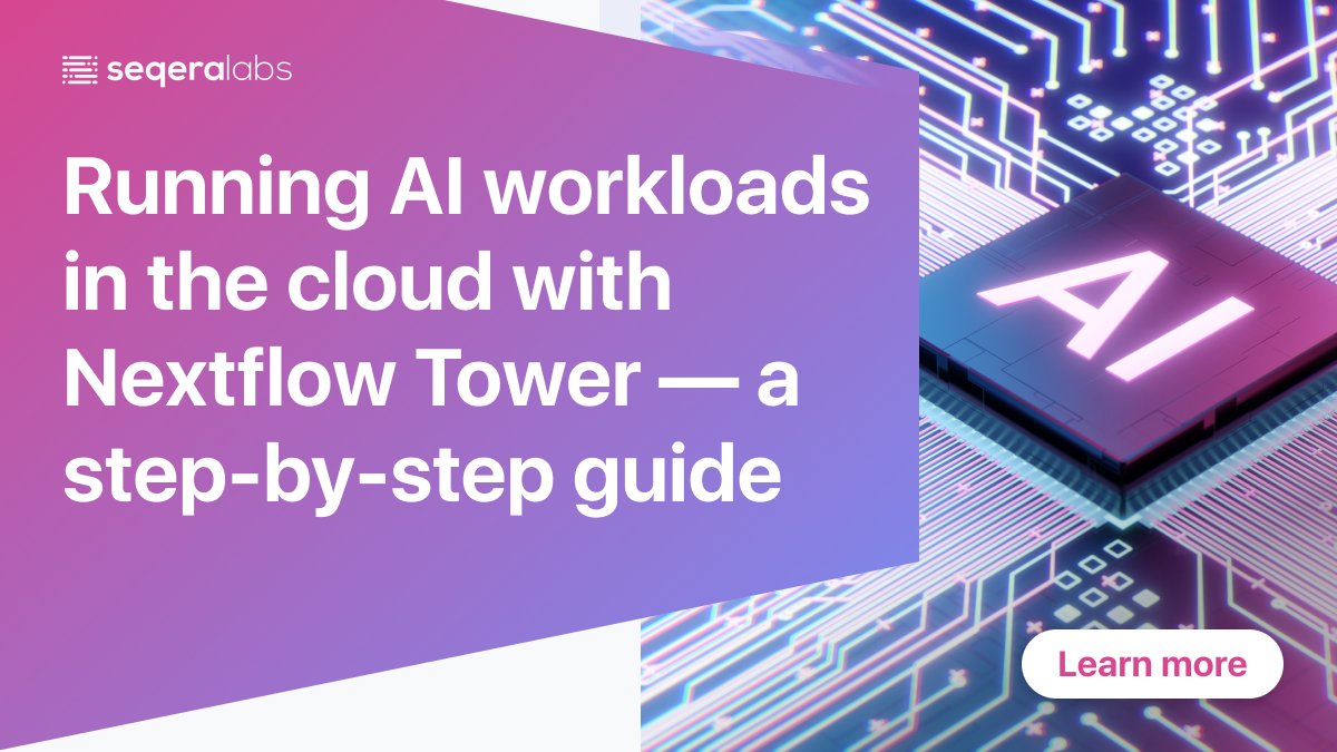 SeqeraLabs's tweet photo. Are you interested in running AI workloads in the cloud?๐ค โ๏ธ Check out our latest blog post for a step-by-step guide on how to use @nextflowio and Tower to run AI workloads in the cloud!
Read the full article here: https://t.co/vJdbO77XPy
#AI #NextflowTower #openscience https://t.co/q20pAd1aWl