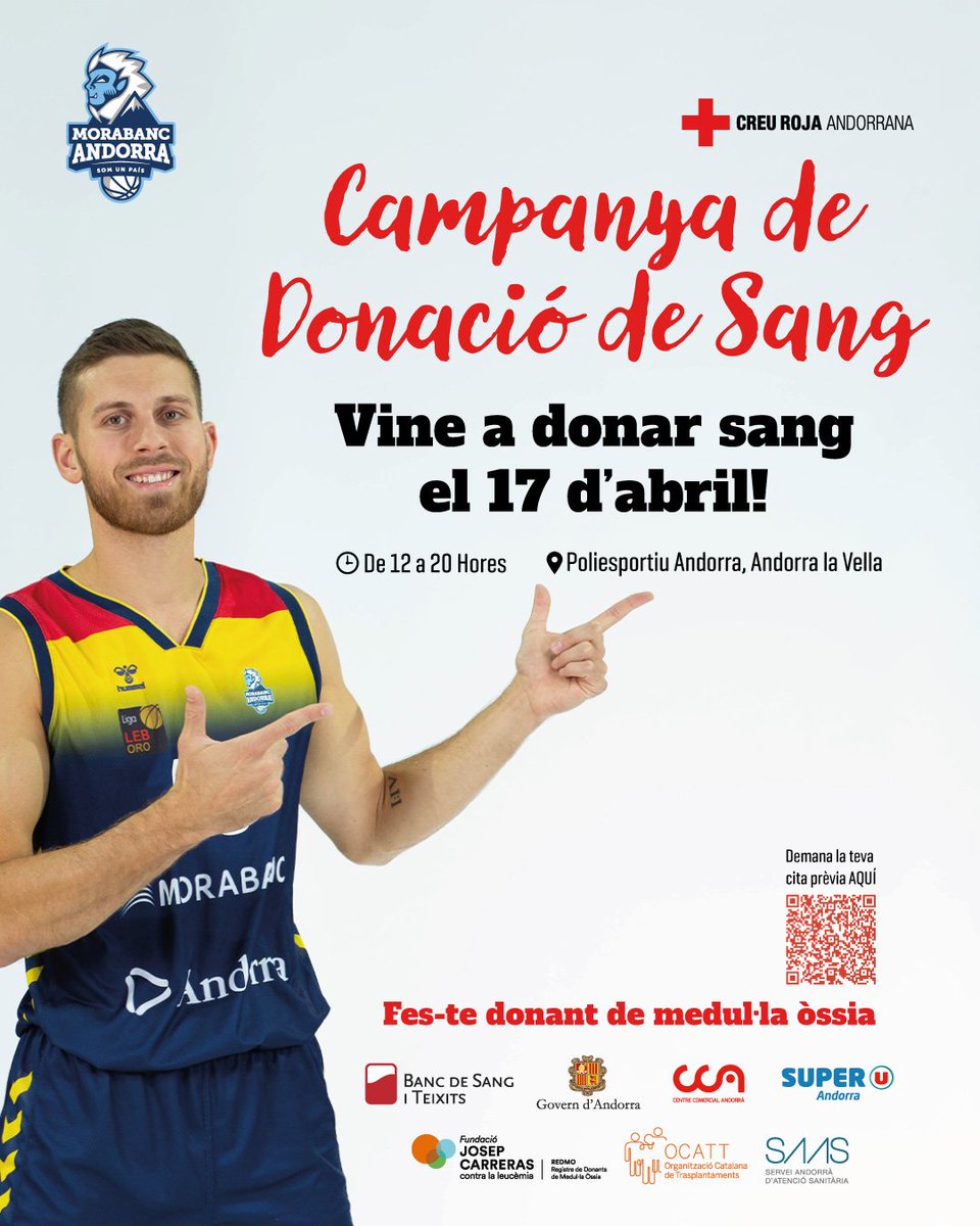 🔴🏀♥️🇦🇩
Dilluns vinent la Bombonera dona sang. 

INSCRIU-TE‼️
Llegeix  el comunicat ⬇️🔗
bca.ad/dilluns-la-bom…

<a href="/saasandorra/">SAAS</a> <a href="/GovernAndorra/">Govern d'Andorra</a> <a href="/donarsang/">Banc de Sang</a> <a href="/creuroja/">Creu Roja Andorrana</a> 🤝

🙋 Cada donant rebrà 2 entrades pel partit del dia 22 (18h30) 🆚 <a href="/CBAlmansa/">CB Almansa</a>

#SomUnPais
