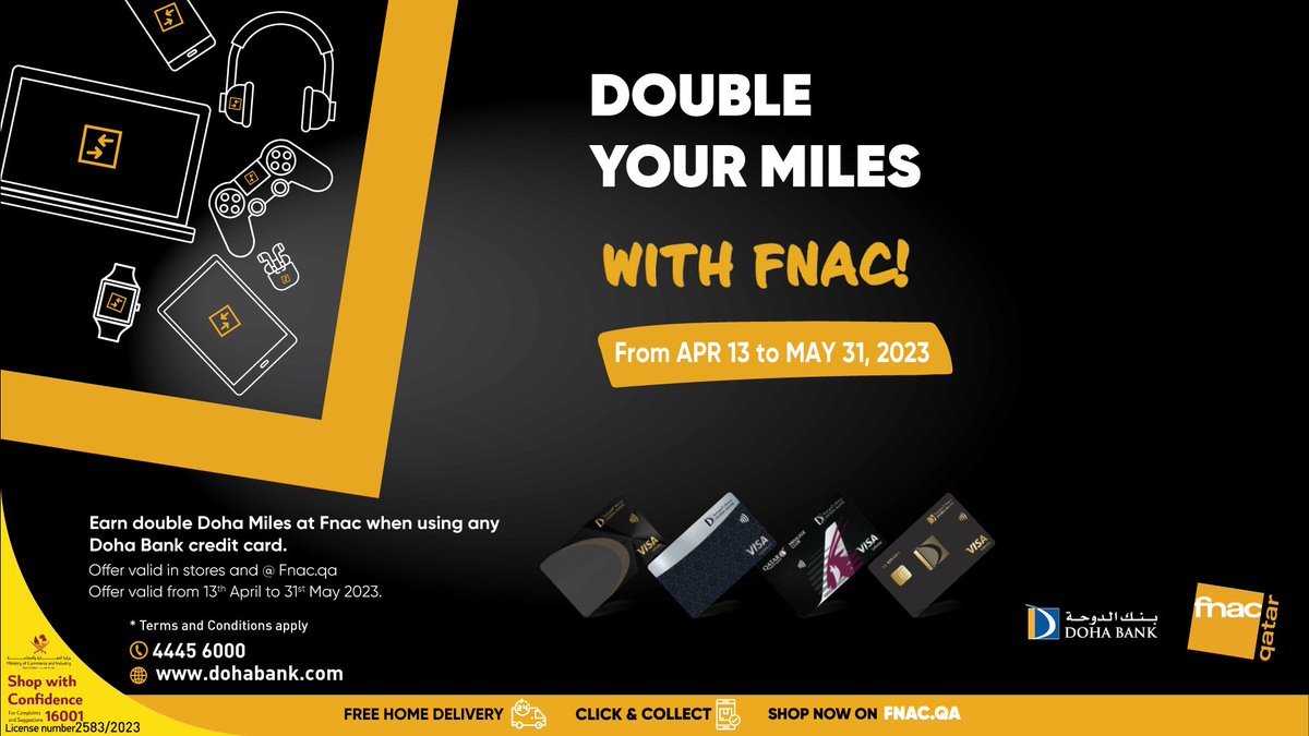 Doha Bank on Twitter "Earn double Doha Miles at FNAC stores and