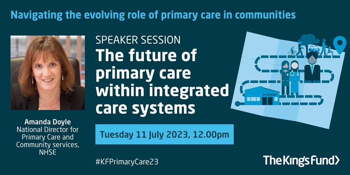 #PrimaryCare remains at the heart of every community. Join our virtual conference with speakers such as Amanda Doyle to gain insight in confidently managing competing agendas and playing an active role in shaping local services.  #KFPrimaryCare23 kingsfund.org.uk/events/navigat…