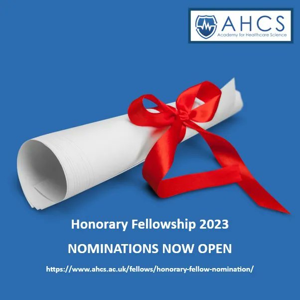 📢 Link to nominations is on our homepage! 

Nominations highlighting the recognition of the work, vision, support and input of individuals within Healthcare Science. 

#AHCS #AHCSUK #HealthcareScience #HonoraryFellowship