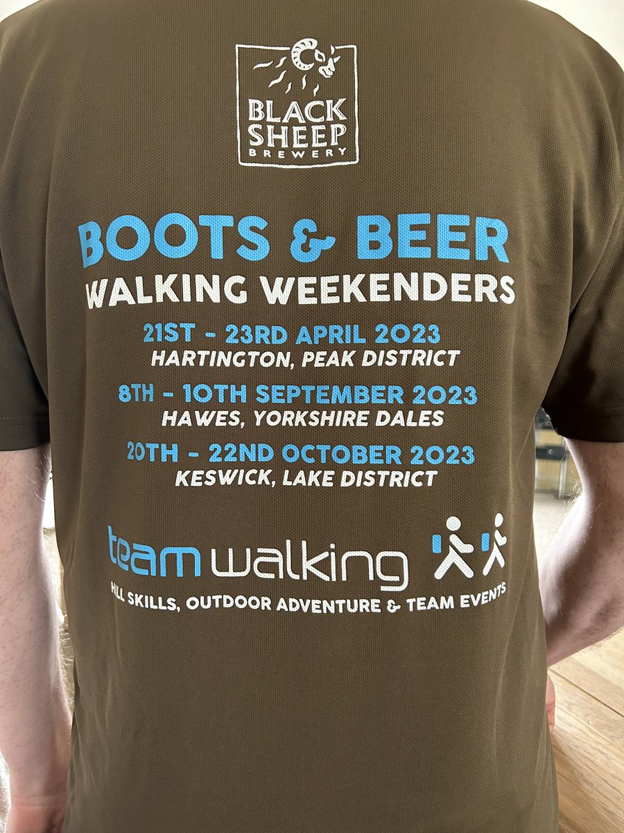 TeamWalking's tweet photo. Oooh, look whatβs arrived!
Book onto any of our Boots & Beer Walking Weekends this year and get this exclusive T-shirt!
Itβs technical wicking material too.
https://t.co/bGTvOxt9di
#teamwalking https://t.co/NY66eAIL8U