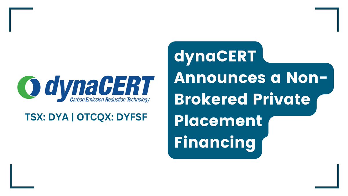 Investornewscom's tweet image. #dynaCERT Announces a Non-Brokered Private Placement Financing bit.ly/3o5gID1 

#GreenHydrogen #CarbonCredits #EmissionReduction @dynaCERT $DYA $DYFSF