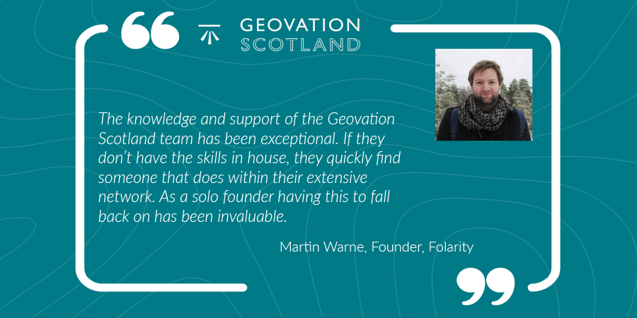 RegistersOfScot's tweet photo. Less than two weeks left to apply for the next #GeovationScotland accelerator programme.

@FolarityUK founder, Martin Warne, shares one of the most invaluable things about the support offered. 

Find out more and apply at https://t.co/1Z6nL1bmYZ https://t.co/xFmH3aTf1X