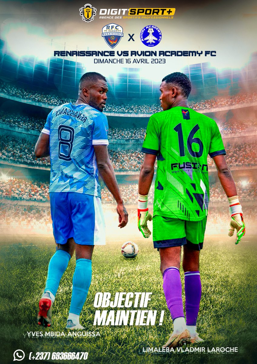 Duel of the badly classified of pool A Sunday, April 16,  <a href="/Rfc_ngoumou/">Renaissance FC De Ngoumou_Officiel</a> will try to force the landing of the Nkam plane on the runway of the MTN Elite Two.
<a href="/ColombeDja/">COLOMBE SPORTIVE DU SUD 🕊️🇨🇲</a> <a href="/TheCameroonianZ/">The Cameroonian 🇨🇲</a> @Canon_Yde <a href="/TheCameroonianZ/">The Cameroonian 🇨🇲</a> <a href="/lataniere237/">La Tanière²³⁷ 🦁</a> <a href="/CamerFootballc/">Camer Football Club</a> <a href="/AllezLesLions/">AllezLesLions</a> @ShoesByLBM <a href="/yemargent/">Kamga Kôtòpî Mignon🌀</a>