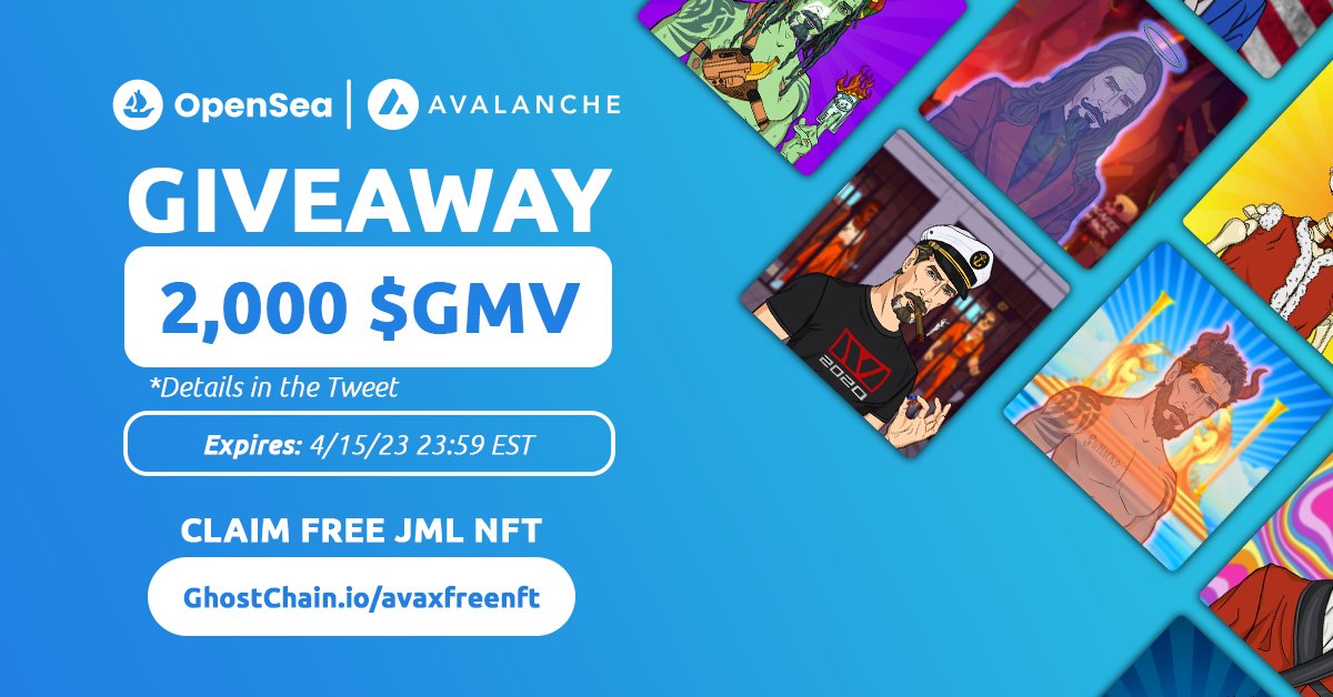 📢<a href="/opensea/">OpenSea</a> + @Avax 2,000 $GMV GIVEAWAY

MUST FOLLOW ALL THE RULES:
ghostchain.io/avaxgiveaway

Top 3 Rewards:
🥇1,000 $GMV
🥈750 $GMV
🥉250 $GMV

Ends in 72 HRS⌛️ 

#AirdropAlert #Airdrop #Airdrops #Airdrops #AirdropCrypto  #NFTGiveaway #NFTGiveaways #Contest #gNFT #NFTAirdrop #NFT