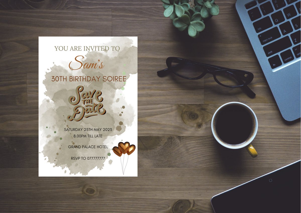 For all your birthday needs #invitation #celebration #party #30thbday #printsforsale #unique #custommade #digitalcopy #neutral #savethedate #ukbusiness