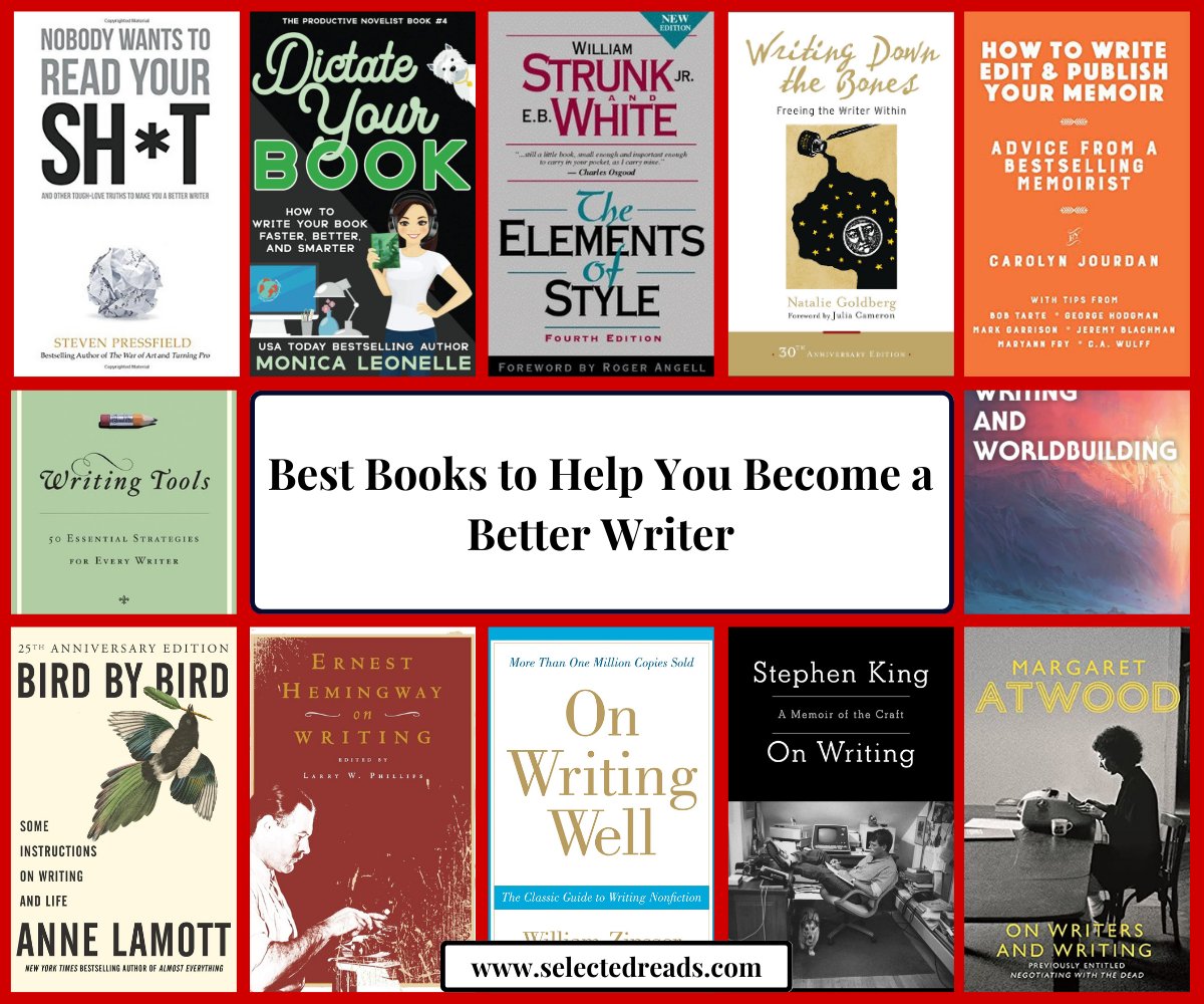 Selectedreads's tweet photo. Just published a new blog post on the best books to help you improve your writing skills! From On Writing by Stephen King to The Elements iof Style by E.B. White and William Strunk, these books will take your writing to the next level. #selectedreads
https://t.co/L2zXEHwN0L https://t.co/zsJyFkzAHR