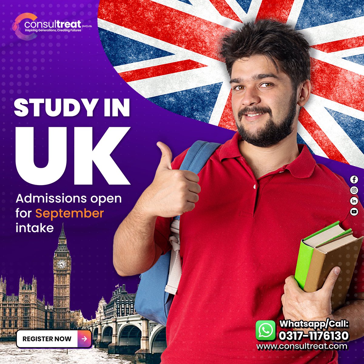 🇬🇧 Study in the UK and Unleash Your Potential! 🇬🇧

Ready to embark on this life-changing journey? Apply now! 💻

#StudyinUK #AdmissionOpen #SeptemberIntake #UKEducation #GlobalOpportunities #InternationalExperience #UnleashYourPotential #ExploreTheUK #PrestigiousEducation #Study