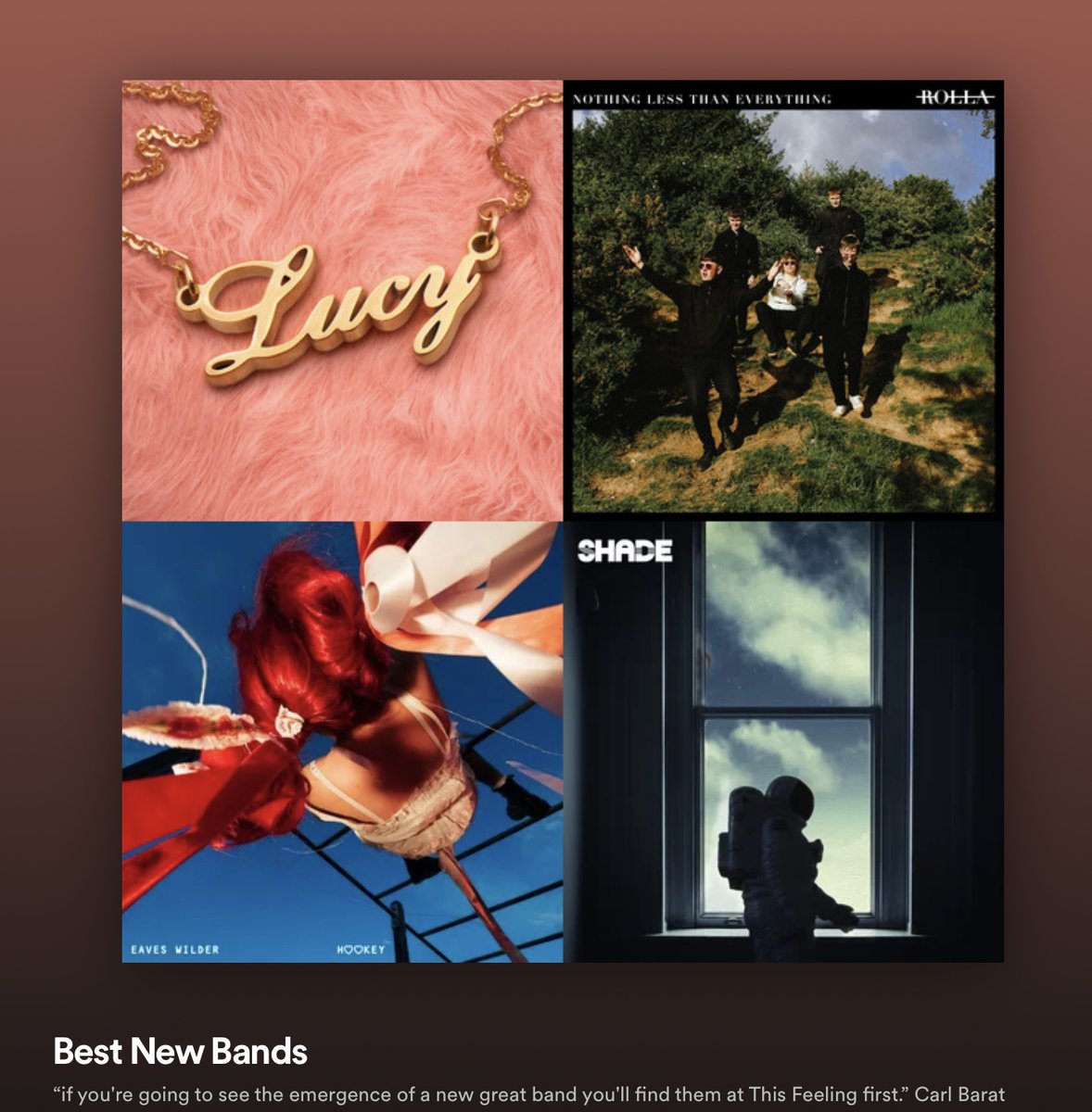 This Feeling (@this_feeling) on Twitter photo Best New Bands playlist adds 13/2023πΈπ₯
<a href="/LouisDunford/">Louis Dunford</a>
<a href="/ROLLA2020/">ROLLA</a>
<a href="/eaveswilder/">Eaves Wilder</a>
<a href="/SHADEmcr/">S H A D E</a>
<a href="/feensband/">THE FEENS</a>
<a href="/reignmaker_band/">Reignmaker</a>
<a href="/ApolloJunction/">Apollo Junction</a>
<a href="/RIVIA_BAND/">RIVIA</a>
<a href="/elizamaymusic/">Eliza May</a>
<a href="/thestrandsband/">The Strands</a>
<a href="/TheHeightBand/">The Height</a>
<a href="/fatdadsband/">Fat Dads</a>
<a href="/TheLunarTowers/">The Lunar Towers</a> & more
π spotify.link/xbeE89E4Vyb Best New Bands playlist adds 13/2023πΈπ₯
<a href="/LouisDunford/">Louis Dunford</a>
<a href="/ROLLA2020/">ROLLA</a>
<a href="/eaveswilder/">Eaves Wilder</a>
<a href="/SHADEmcr/">S H A D E</a>
<a href="/feensband/">THE FEENS</a>
<a href="/reignmaker_band/">Reignmaker</a>
<a href="/ApolloJunction/">Apollo Junction</a>
<a href="/RIVIA_BAND/">RIVIA</a>
<a href="/elizamaymusic/">Eliza May</a>
<a href="/thestrandsband/">The Strands</a>
<a href="/TheHeightBand/">The Height</a>
<a href="/fatdadsband/">Fat Dads</a>
<a href="/TheLunarTowers/">The Lunar Towers</a> & more
π spotify.link/xbeE89E4Vyb