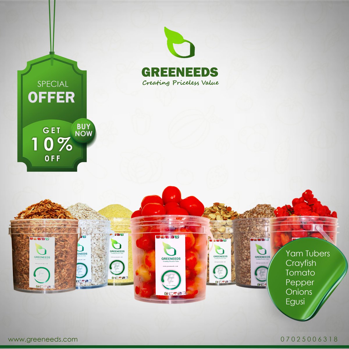Greeneeds_'s tweet photo. Take advantage of our current prices and save yourself from market stress this weekend.
Click on the link on our bio to visit our website and shop with us.
#greeneeds #onlinefooddelivery #foodsecurityisfreedom #foodproductsales https://t.co/4WjNNl29mC