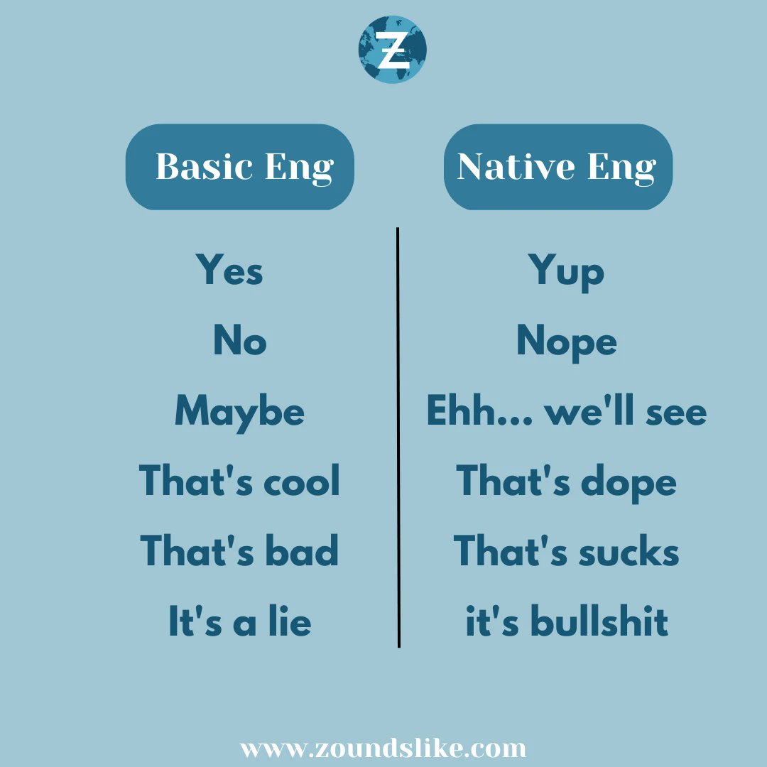 Speak like a native 😉

#english #learnenglish #englishonline #newwords #slang #vocabulary #learnnewwords #learnenglishvocabulary #learnenglishfaster #learnenglishnow #zoundslike