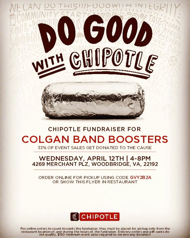 Locals - visit Chipotle tonight to support @colganband