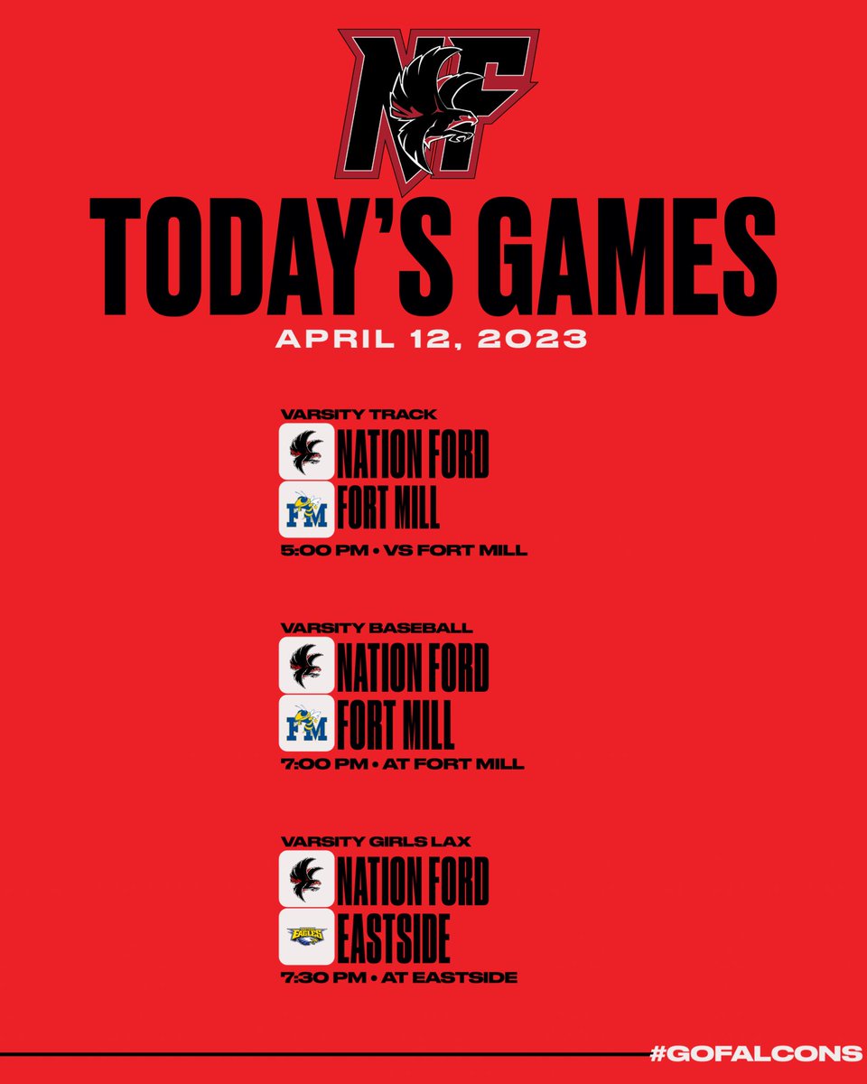 Come out and support your Falcons today:  April 12th 2023
⚾️🥍🏃🏃‍♀️

#GOFalcons