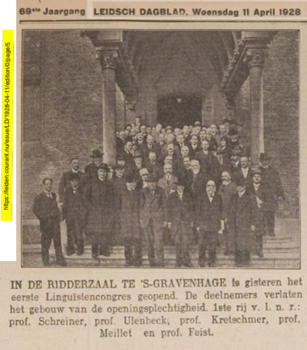 The first International Congress of Linguists was held in The Hague 95 years ago between 10 and 15 April 1928. It marked a new step in the development of linguistics as a scientific discipline. 

Read more in our text by Emma Mojet (<a href="/emmamoj/">Dr Emma Mojet</a>):

📰 hiphilangsci.net/2018/02/14/fir…

#Histlx