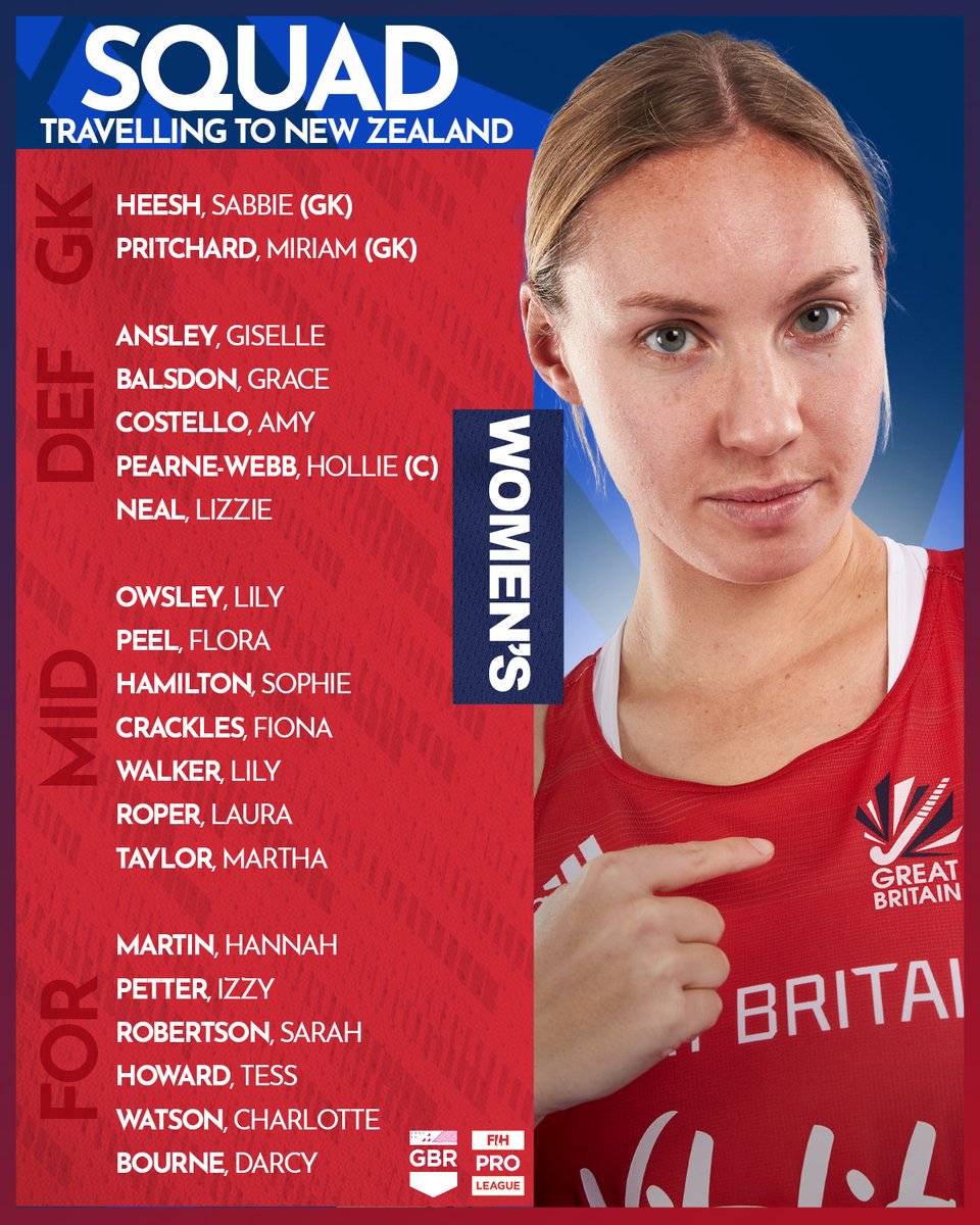 SQUAD ANNOUNCEMENT📢 - This is your GB Women's squad who will be flying out to New Zealand today for their upcoming FIH Pro League matches. GB will take on both the hosts and Australia 🌎 𝐊𝐢𝐚 𝐎𝐫𝐚! See GB next in London, book your tickets now eng.hockey/3KNLKHh