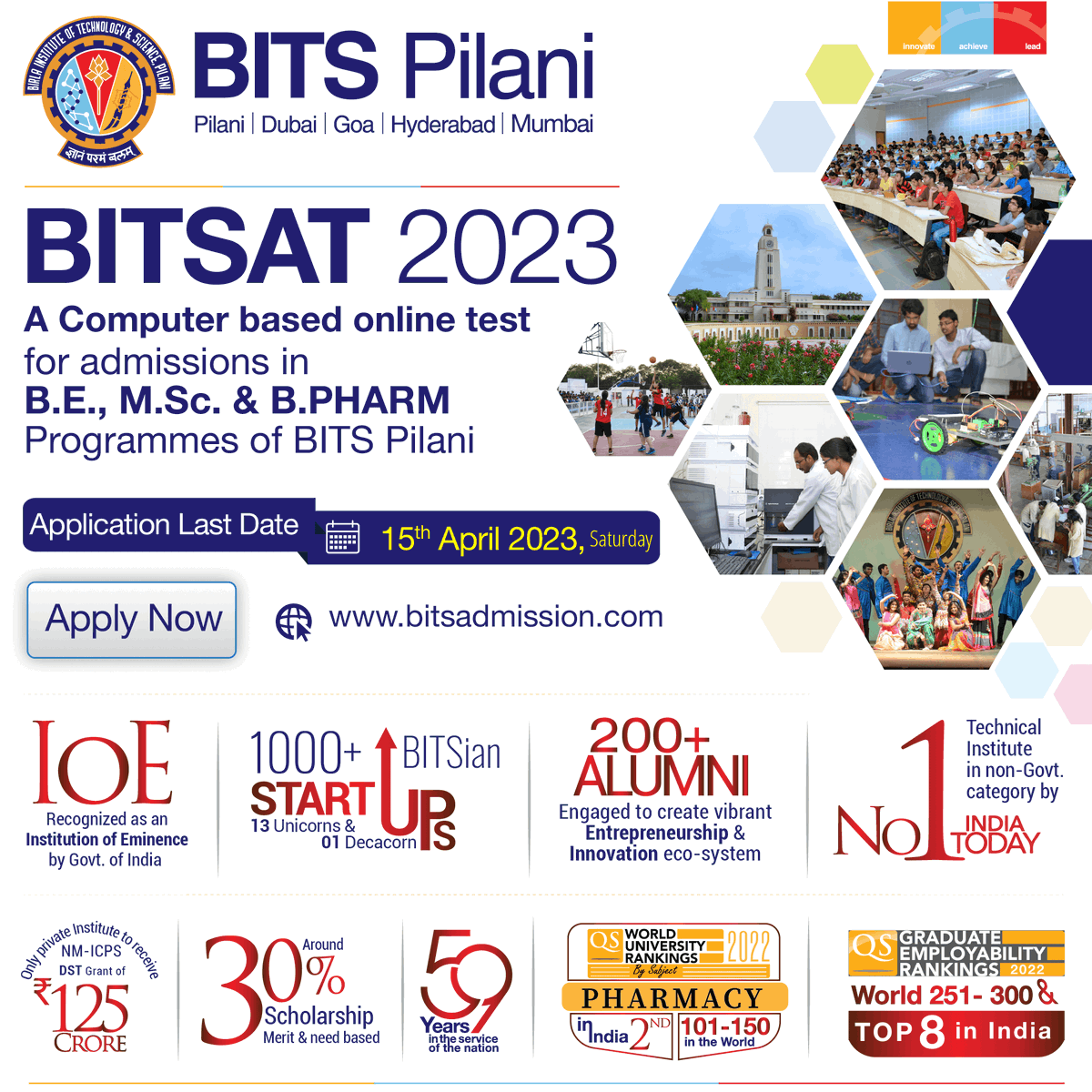 BITSAT-2023 registration date extended until 15-APR-2023

More Details : bitsadmission.com

#Admissions #BITSAT2023 #BITSAT #bitsadmission #admissionsopen2023 #admissionopen2023_2024 #admissionsopen2023_24