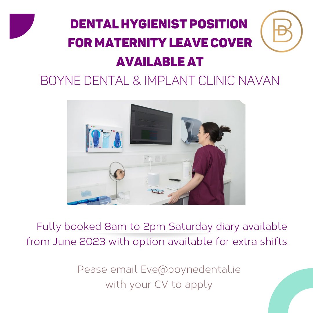 📣Calling all Dental Hygienists!!
We have a very exciting opportunity to join our growing team in Boyne Dental &amp; Implant Clinic Navan. 
#jobsfairy #dentaljobsfairy