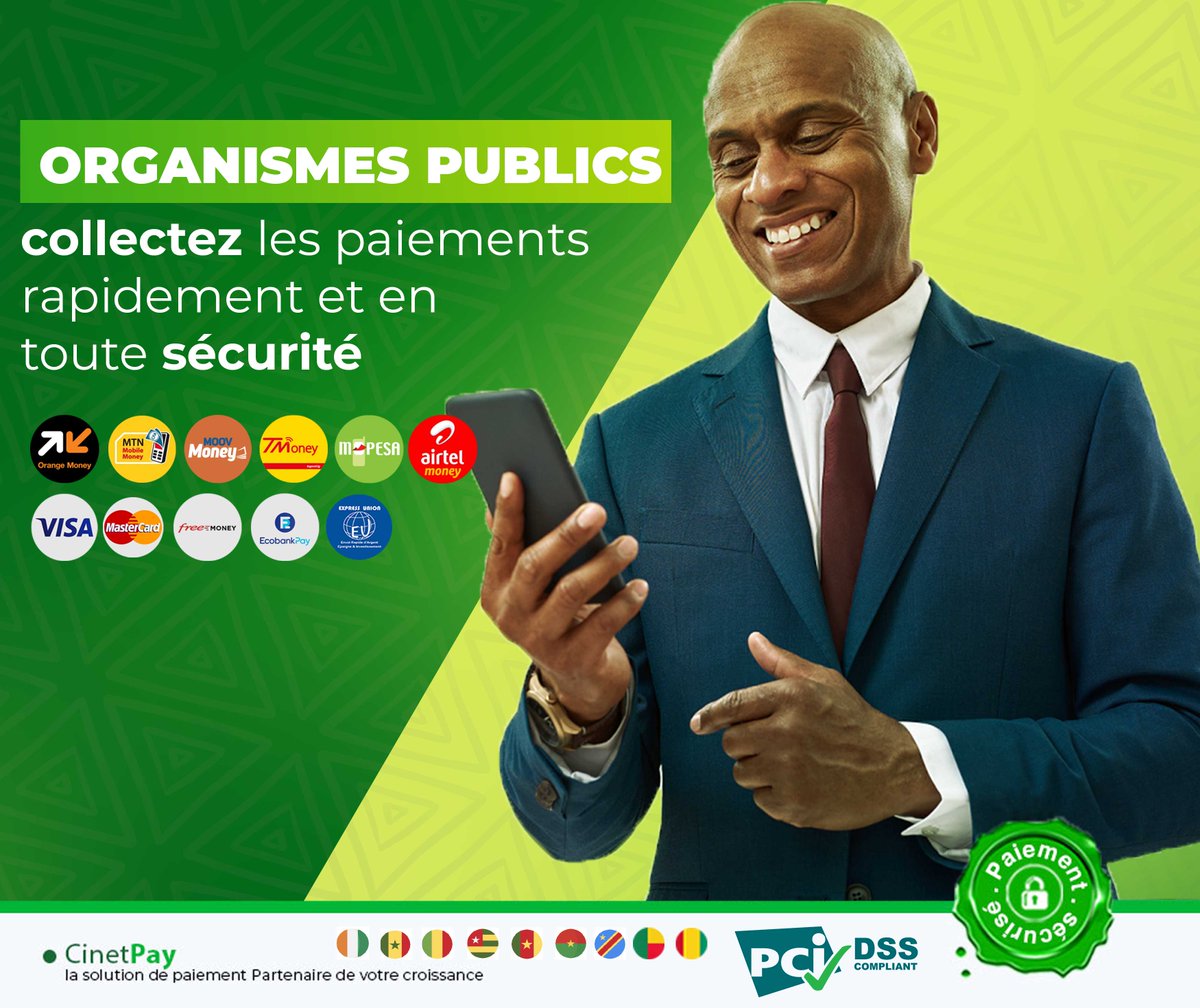Vous êtes une institution étatique et souhaitez collecter plus facilement les paiements liées à vos services ?
CinetPay est la solution qui vous offre des solutions de paiement électroniques sécurisées et fiables.
#Fintech #Cinetpay #Paiementenligne #MobileMoney #CartesBancaires