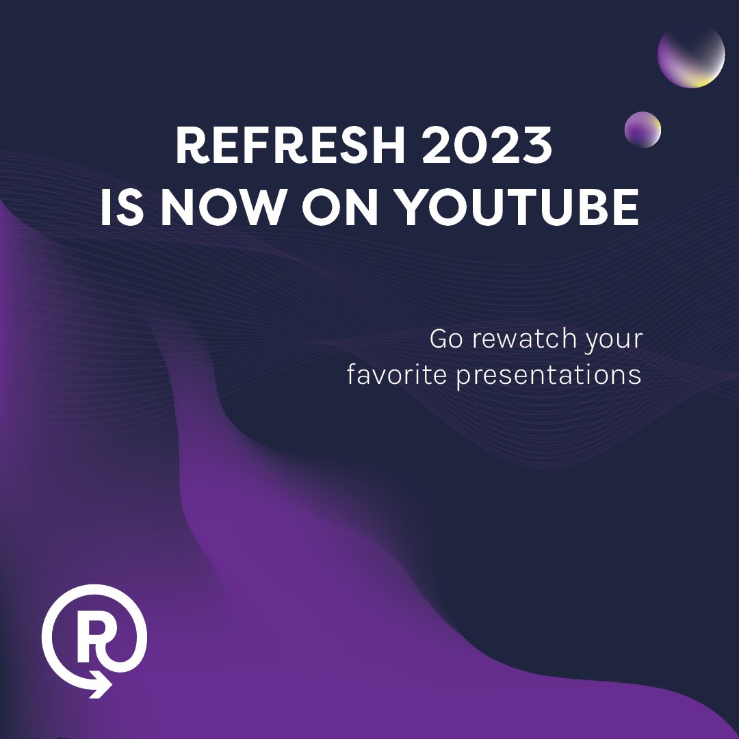 RefreshRocks's tweet photo. You can now go check out all the presentations from Refresh 2023. Go rewatch your favorites or the ones you missed! ๐พ
Watch here: https://t.co/pMIgNrgOmY
#refreshrocks #refresh2023 https://t.co/8KVqfOdrlR