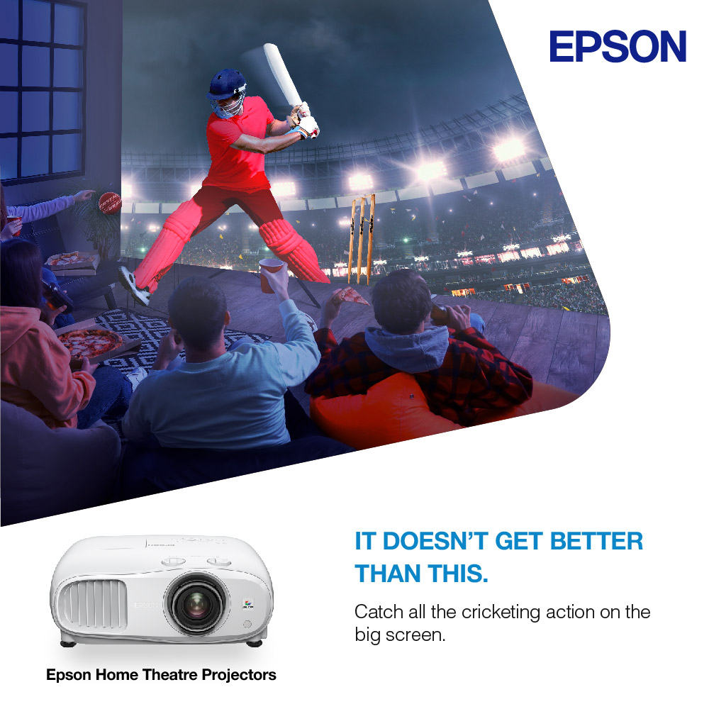 IndiaEpson's tweet photo. Dive into the action this cricketing season with Epson Home Theatre Projectors. Get a larger-than-life stadium experience in the comfort of your home.

Learn More: https://t.co/lH7T3iOniF

#EpsonIndia #EpsonProjector #LargerThanLifeExperience #HomeTheaterProjector https://t.co/t6JwYWzGHI