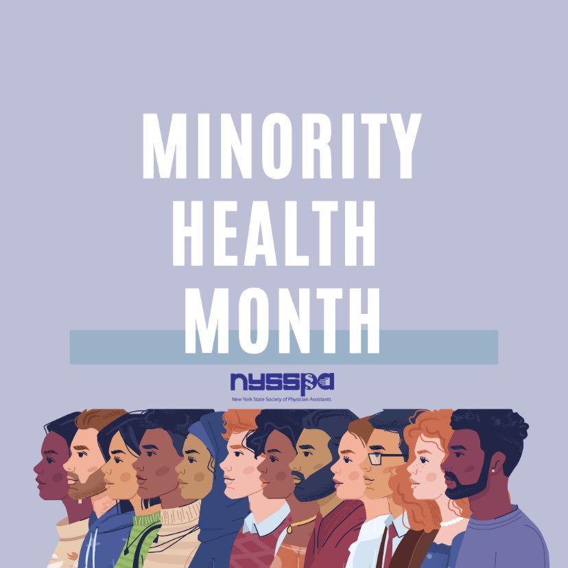 April is Minority Health Month. This month, we will recognize the efforts of #NYSSPA members increasing access to healthcare and improving representation of minority communities in the field.
 
#DiversityInHealthcare #PAsOfNY #MinorityHealthMonth #DEI #HealthEquity