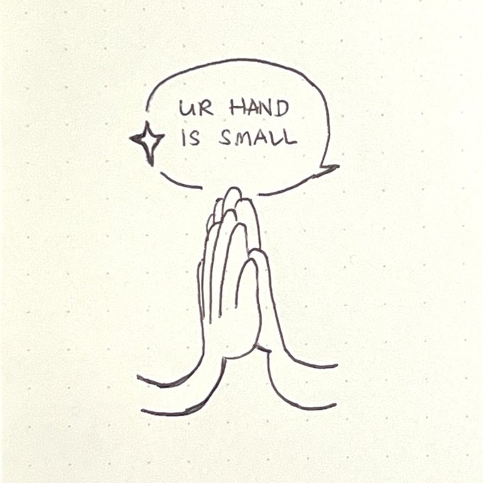 i love cheesy corny tropes of hand-size comparison 