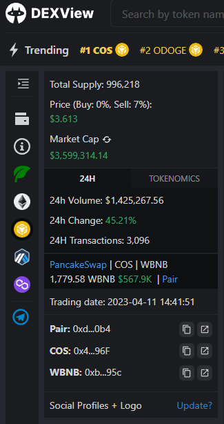 CradleOfSins's tweet photo. We Had An Amazing Launch $COS Soldiers!
-Staking Coming At 1PM UTC TODAY.

Also, we are trending #1 on @dexview which is lovely to see!
https://t.co/iRUIkEDLF1 https://t.co/i2NHTbvVlt