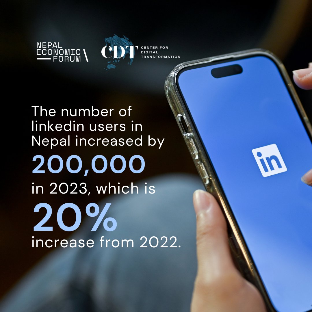 CDT_NEF's tweet photo. At the start of 2023, LinkedIn's audience in Nepal accounted for 3.9% of the total population.

#digital #digitaltransformation #technology
#innovation #digitalecosystem
#linkedin

@NEFNepal https://t.co/yzWg9rQGm1
