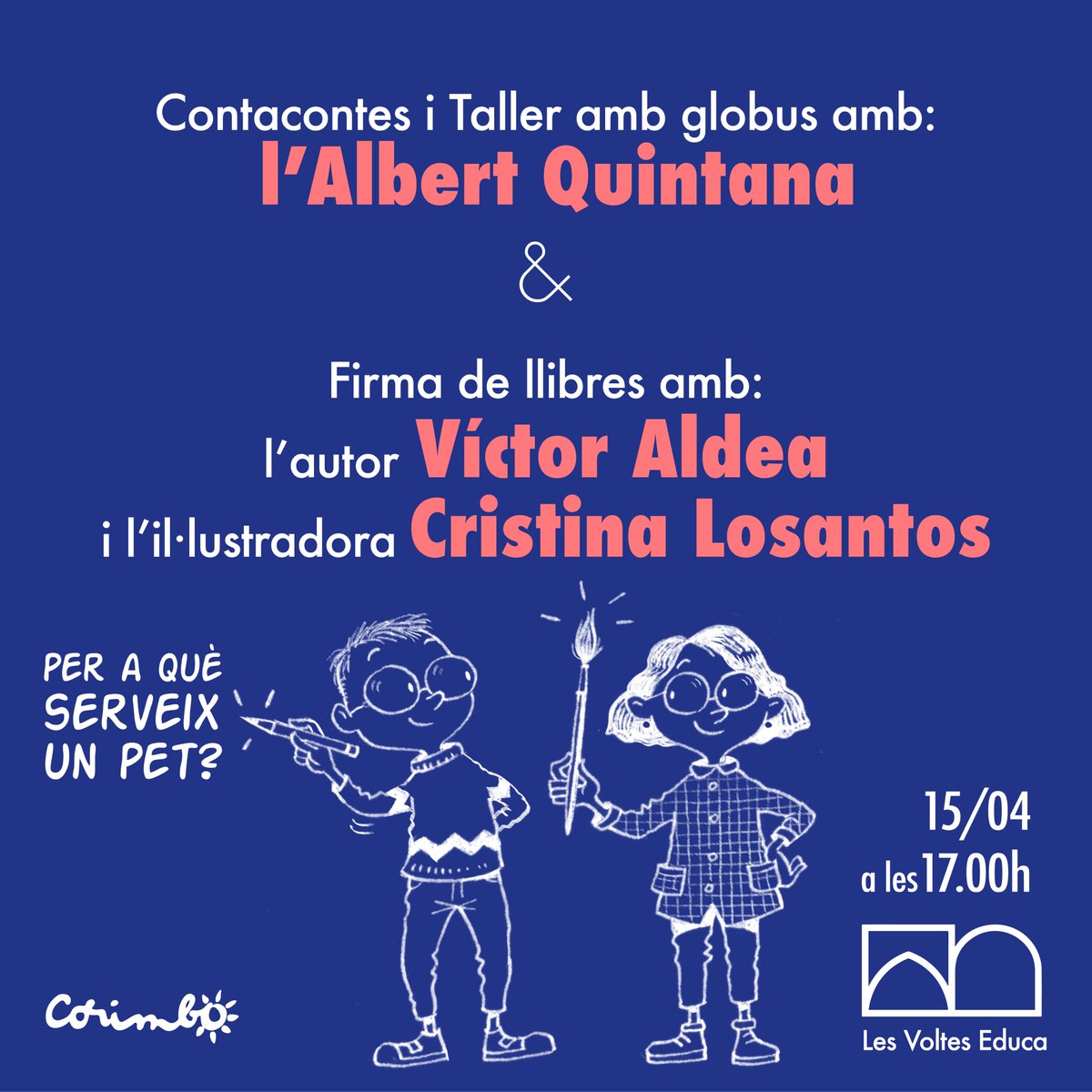 Editorial Corimbo (@ecorimbo) on Twitter photo Contacontes a la llibreria @LvEduca , a Girona. De la mà del tallerista mes divertit de l'Empordà l'Albert Quintana, <a href="/AlbertContes/">Gra De Sorra</a>. A més a més hi seran els autors, la <a href="/cristinalosant1/">cristina losantos</a> i en <a href="/VctorAldea1/">Ulls de Sal</a>, per firmar els exemplars de la novetat que ho està PETant! Contacontes a la llibreria @LvEduca , a Girona. De la mà del tallerista mes divertit de l'Empordà l'Albert Quintana, <a href="/AlbertContes/">Gra De Sorra</a>. A més a més hi seran els autors, la <a href="/cristinalosant1/">cristina losantos</a> i en <a href="/VctorAldea1/">Ulls de Sal</a>, per firmar els exemplars de la novetat que ho està PETant!