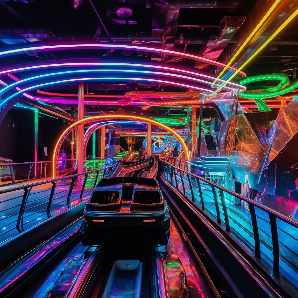 Or maybe you need a Megamix of speed and neon as you ride the rolling stock of:

THE STARLIGHT EXPRESS HYPERCOASTER