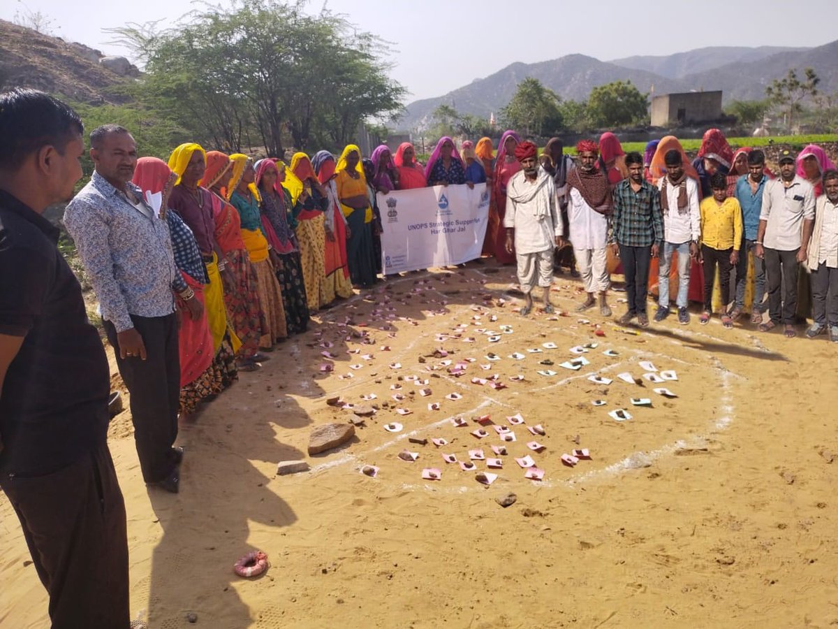 UNOPS_India's tweet photo. UNOPS facilitated #CLNOB in GP Piplod Narayan, Village Piplod Nathu, Jaipur Distt and at GP Kaanas, Village Nedliya, Ajmer Distt to map the current status of drinking water sources, greywater management and sanitation in the village.
It was also ensured that #NoOneIsLeftBehind. https://t.co/wXohJ8I8Qf