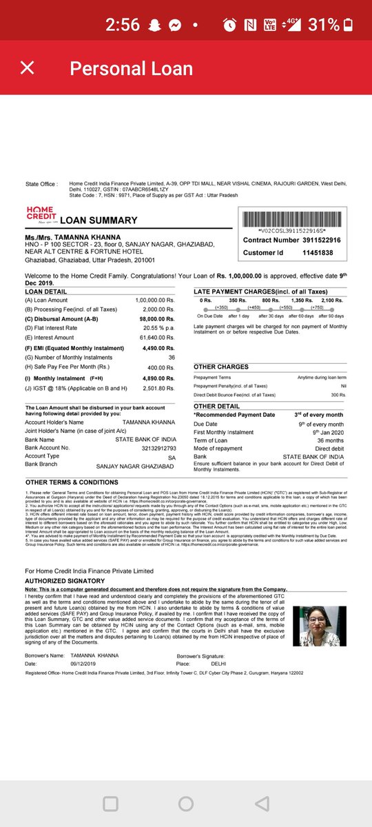 <a href="/HomeCredit_In/">Home Credit India</a> <a href="/PMOIndia/">PMO India</a> <a href="/TRAI/">TRAI</a> <a href="/RBI/">ReserveBankOfIndia</a> @CFPB <a href="/jagograhakjago/">Consumer Affairs</a>
loan id is 3911522916 in the name of Tamanna Khanna my loan tenure was for 36 months I have paid all the 36 installments home credit people are saying my 5 inst. have been increased please suggest what should I do