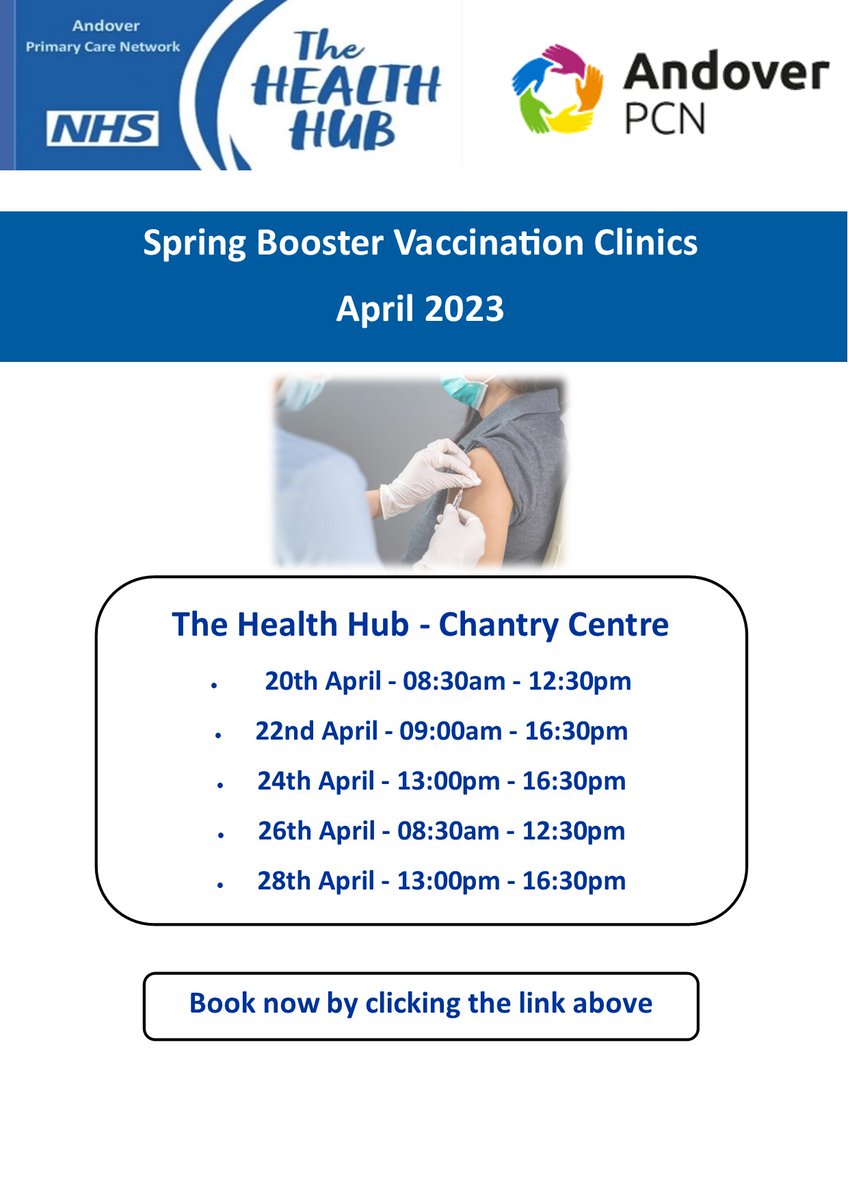 AndoverPCN's tweet photo. Please use the link to book a appointment: https://t.co/w3fvqWHJr4 https://t.co/Puj5giU2Qw