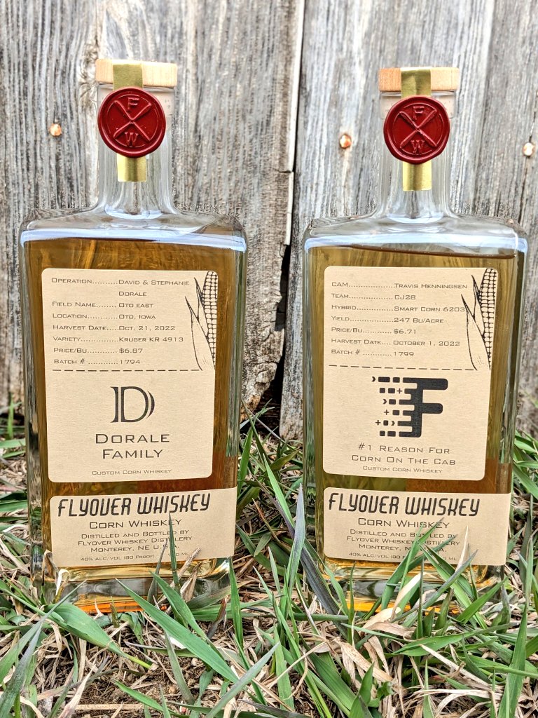 FlyoverWhiskey's tweet photo. Your grain. Your name. 

Custom labeled corn whiskey made by farmers for these farmers this week:
Dorale Family 
Travis Hensington and CJ28 
JML Morgan Farms LLC 
Munkvold Land &amp; Cattle Co.
Dannelly Farm
Hofmeister Farm

Cheers to a safe and happy planting season! https://t.co/U6SHIhRY6u