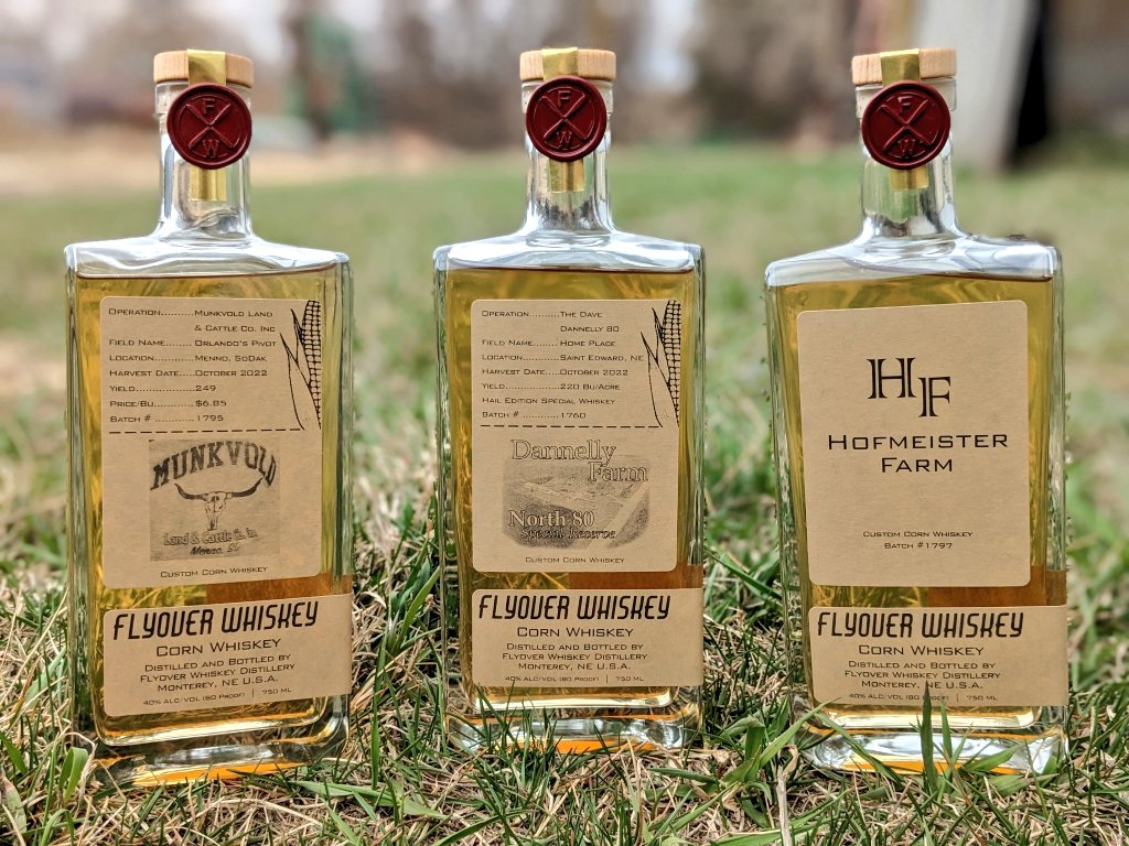 FlyoverWhiskey's tweet photo. Your grain. Your name. 

Custom labeled corn whiskey made by farmers for these farmers this week:
Dorale Family 
Travis Hensington and CJ28 
JML Morgan Farms LLC 
Munkvold Land &amp; Cattle Co.
Dannelly Farm
Hofmeister Farm

Cheers to a safe and happy planting season! https://t.co/U6SHIhRY6u