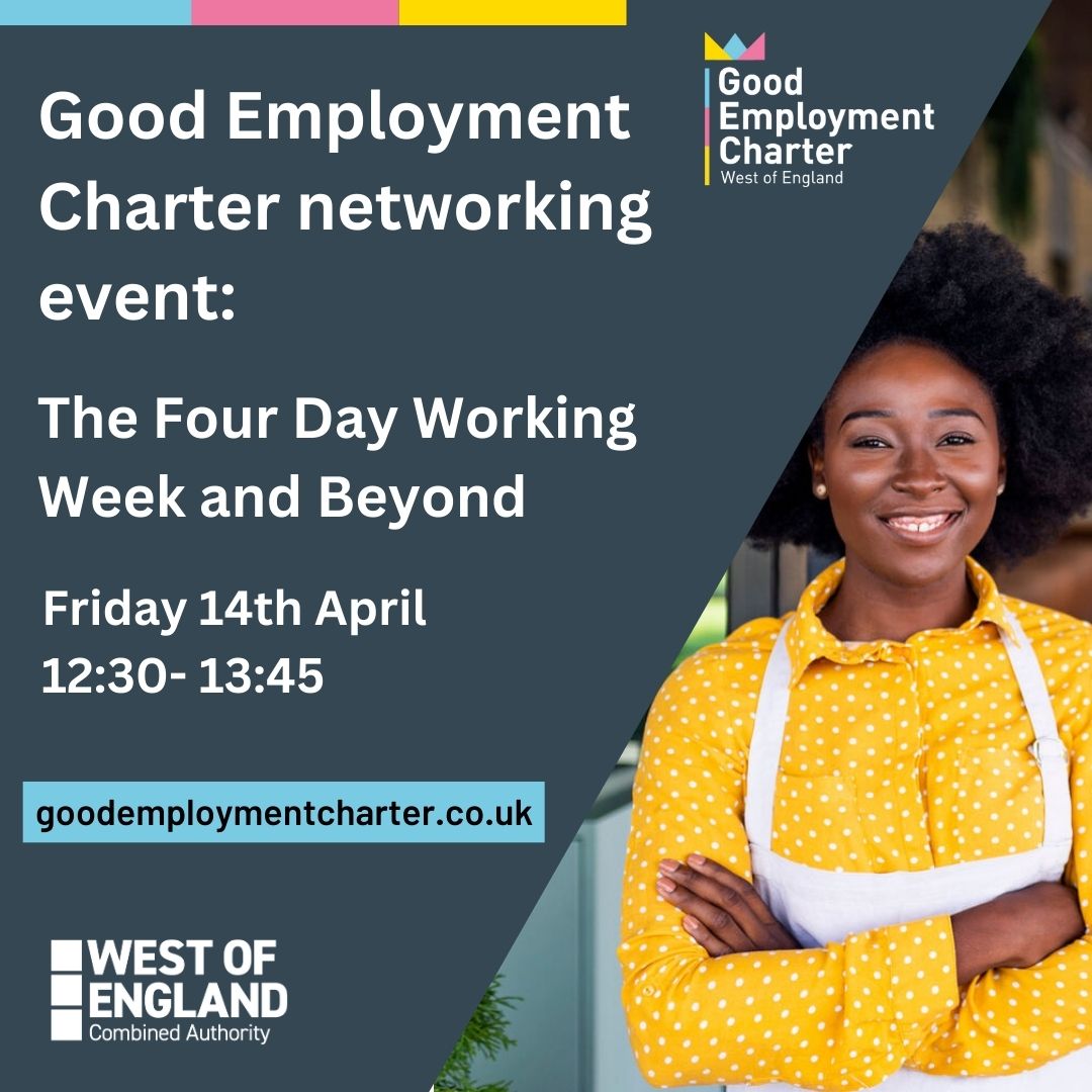 wearegrowth's tweet image. Join the Good Employment Charter’s lunchtime Network Event this Friday, the 14th of April, to discuss the four-day working week and beyond!

Book your place onto this free, virtual event here 👉 bit.ly/3MUpAWv 

#goodemploymentcharter #westofengland #networkingevent