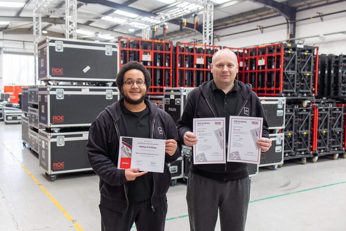 pixlevolution's tweet photo. Congrats to our technicians Josh and Marcin (and Will not pictured here) on their new ROE and Barco Certificates- well deserved!
#eventproduction #eventtech #LEDscreens #visualdisplays #LEDtechnician #warehouse #eventdesign #audiovisualproduction #eventtechnology #lightingdesign https://t.co/O3g9aSxbDm