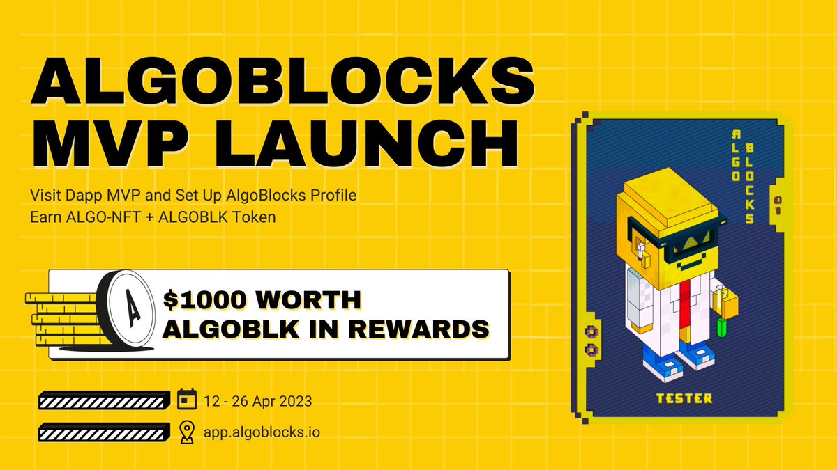 0xJosephK's tweet photo. 🔥#AlgoBlocks MVP Launch Celebration #Airdrop
🚀Prize Pool: $1000 ALGOBLK + 100 ALGO-NFTs
🏆Join: https://t.co/ddy7z18vhN
✍Set Up a Profile on https://t.co/rnE3uvOSWD https://t.co/MznbTSdM4X