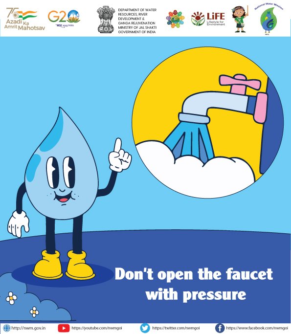 nwmgoi's tweet photo. Leaky 💧faucets are a big reason for water wastage, so opening 🚰 faucets with low water pressure don’t run consistently while those with high water pressure waste water and energy. Using water 💦 faucets carefully can help #saveevrydrop & #SaveWaterforLiFE https://t.co/amQ4pRj3tW