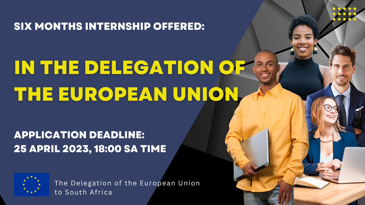 The Delegation of the European Union to South Africa (<a href="/EUinSA/">EU in SA</a>) is excited to offer a 6-month funded traineeship position in our Political, Press and Information Section.

For more information: bit.ly/3KOwCKF

Application deadline: 25 April 2023, 18:00 SA time